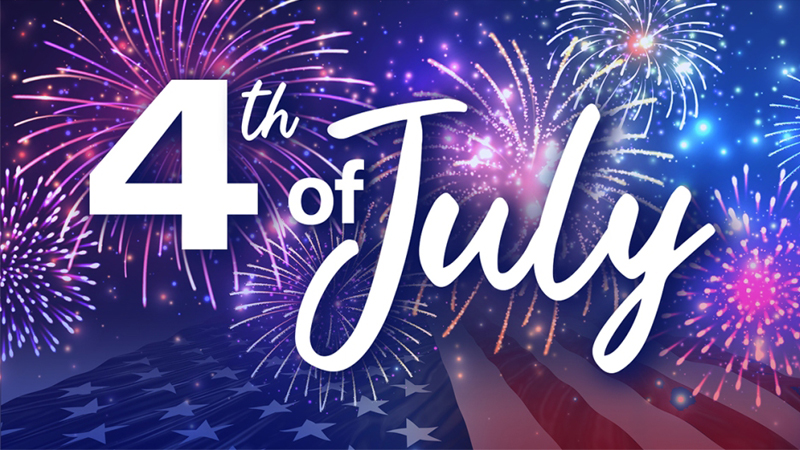 4th of July image with fireworks and American flag