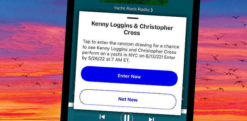 Yacht Rock Step 2 displaying the pop-up form in app