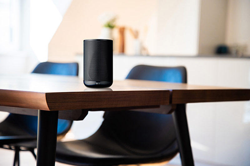 LG speaker on dining table