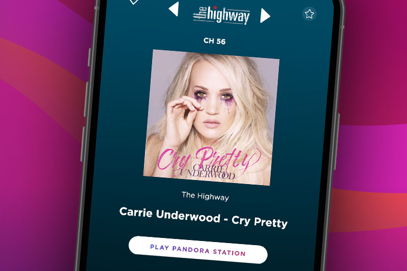 Phone with Cry Pretty by Carrie Underwood on Pandora