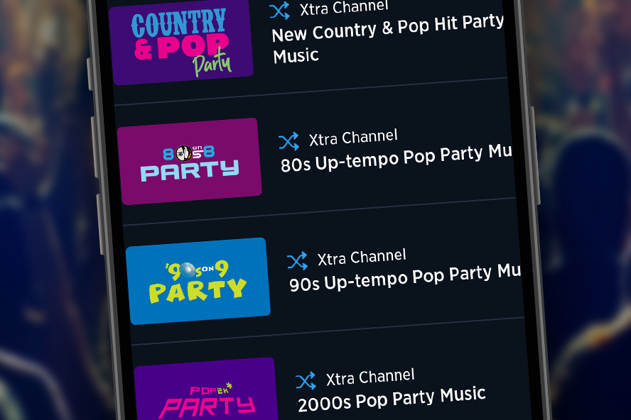 Phone playing Xtra Channels on SiriusXM