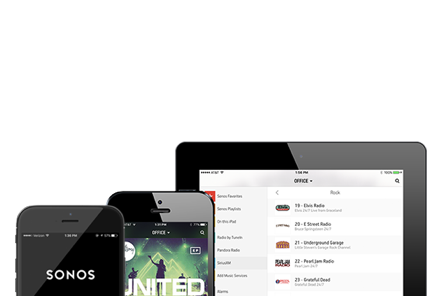 Phone and Tablet open to Sonos and SiriusXM App