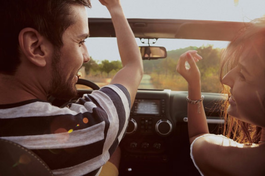 Couple driving