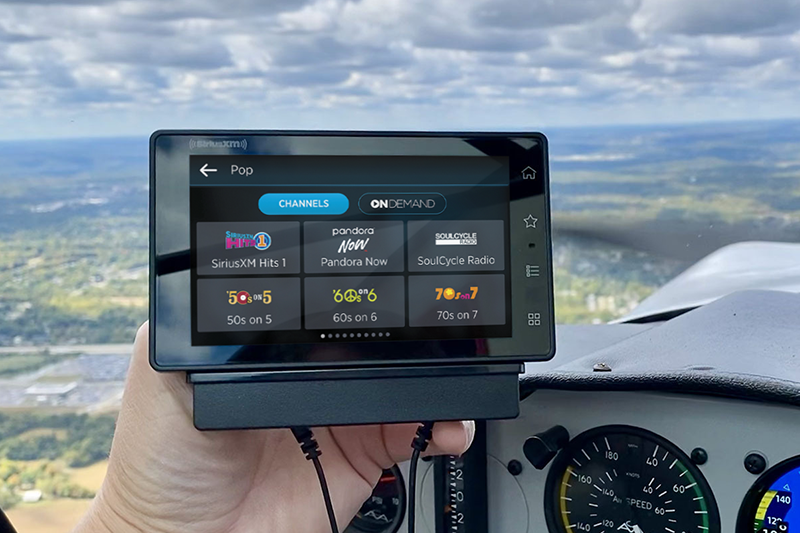 SiriusXM radio in a plane cockpit