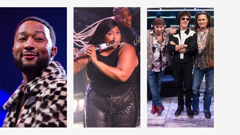 John Legend, Lizzo, and Johnny Depp