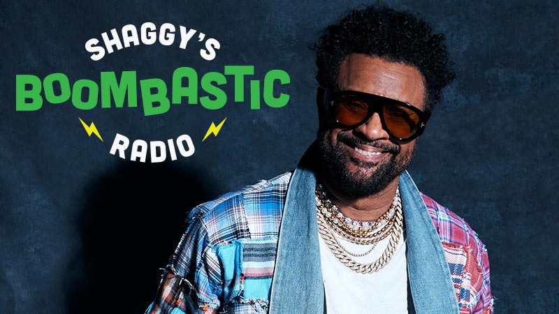 Shaggy Boombastic Radio Logo and Photo of Shaggy Smiling