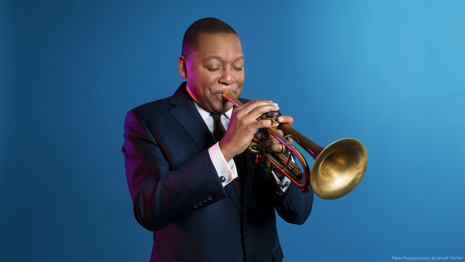 Wynton Marsalis playing the trumpet