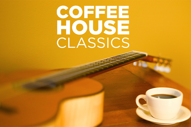 Image of guitar and cup of coffee for Coffee House Classics 