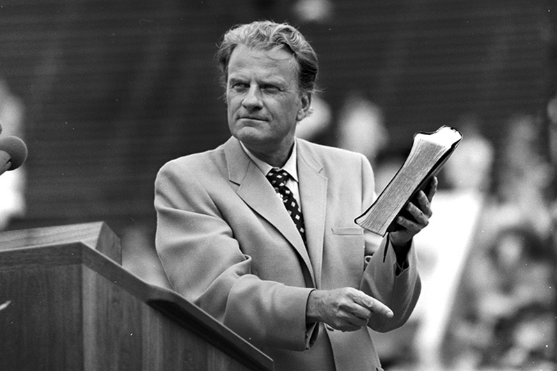 Black and white image of Billy Graham