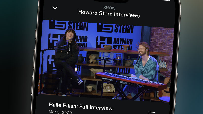 SiriusXM App open to Howard Stern Interviews on video