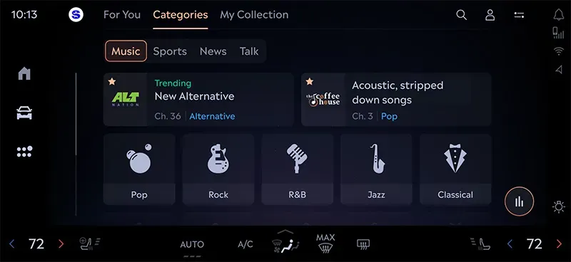 Categories of music on SiriusXM