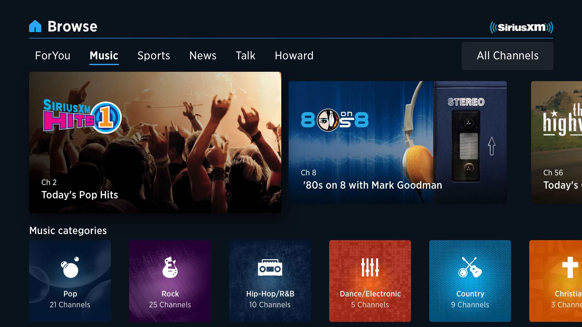 Stream SiriusXM at home on Apple TV
